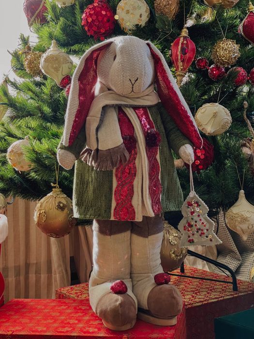 Кролики ручной работы 60 на 30 см. Новогодний декор 2023
