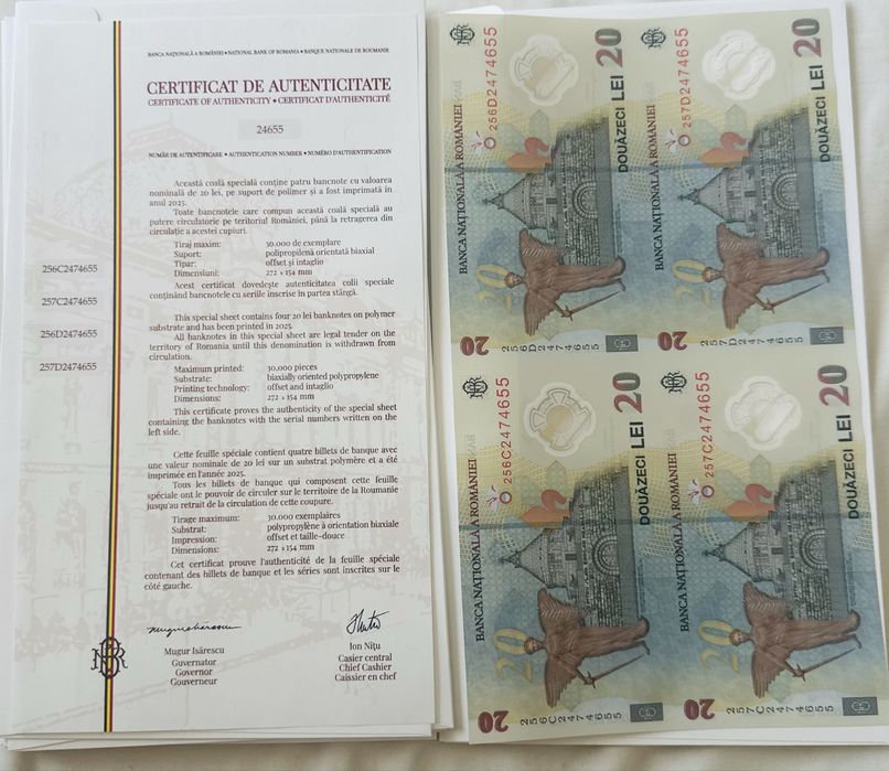 Bacnote Ecaterina foaie intreaga. Detin mai multe serii