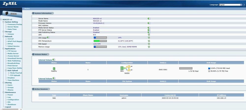 NAS Zyxel NSA325 2TB
