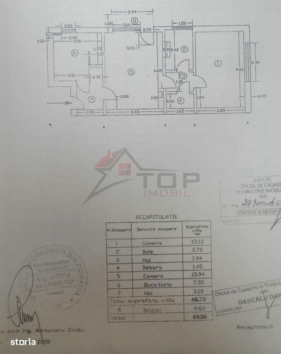 Vanzare apartament 2 camere etaj 2 - Podu Ros - Cantemir