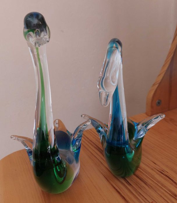 Лебеди стекло. Чехия. Сувениры фигурки статуэтки