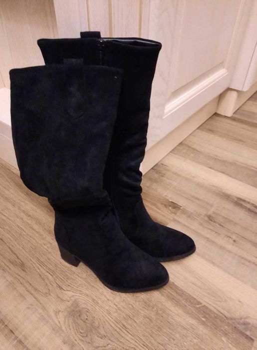 Cizme dama imitatie piele intoarsa, negre marime 37