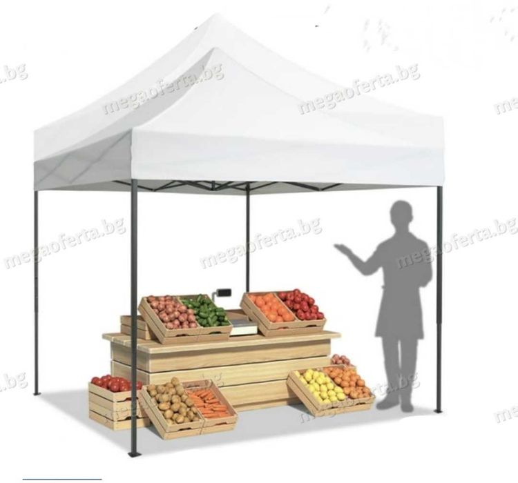 Градинска сгъваема шатра 3х3 усилена конструкция и гумирано покривало