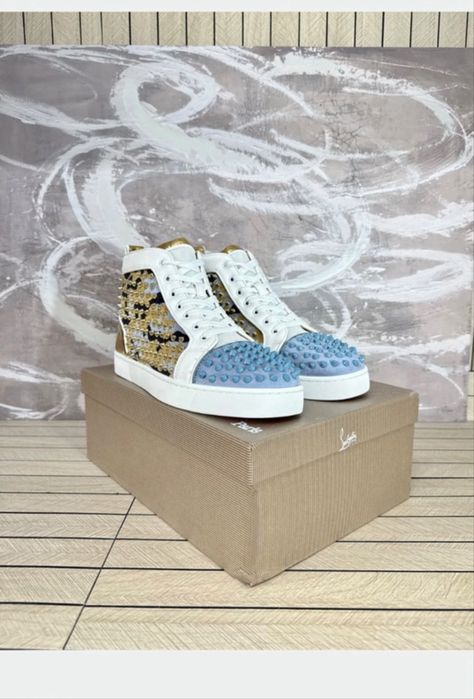 Sneakers Christian Louboutin High Top ( white/gold/babyblue ) 42