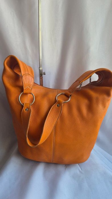 Geanta piele naturala Italia orange