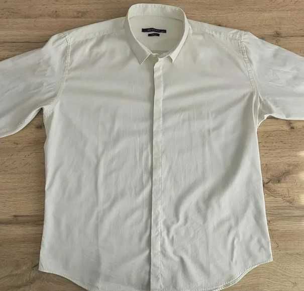 Мъжка бяла риза с дълъг ръкав, slim, размер 2XL, Zen and Zen