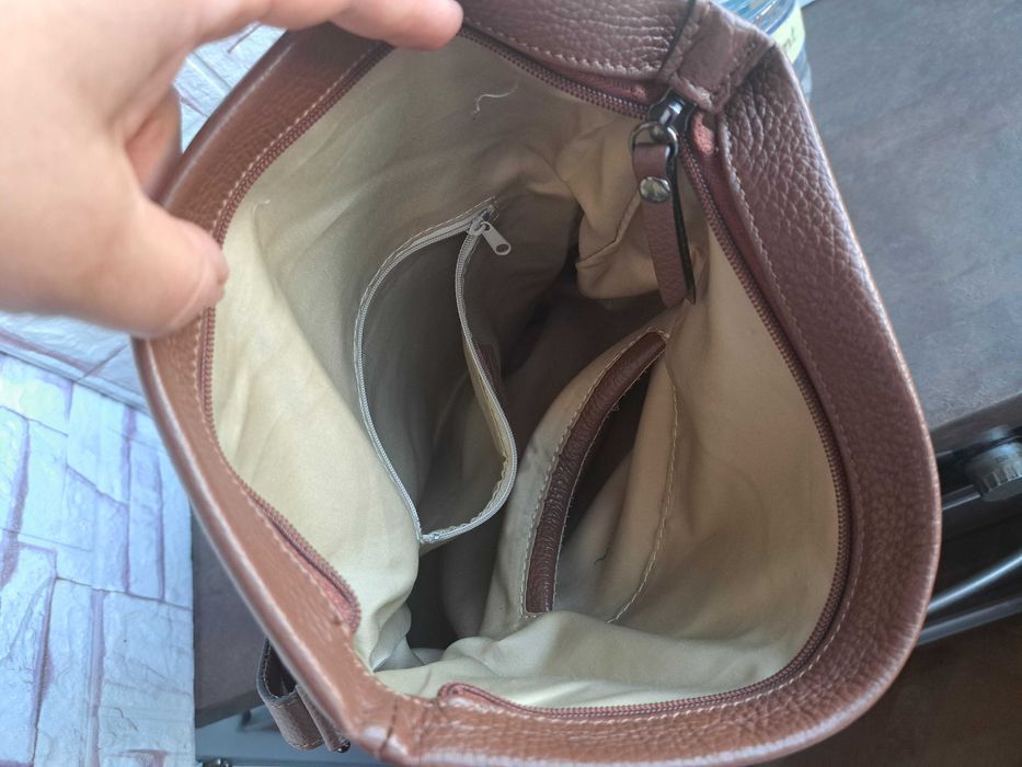 дамска мъжка чанта,малка кожена кафява чанта-естествена кожа