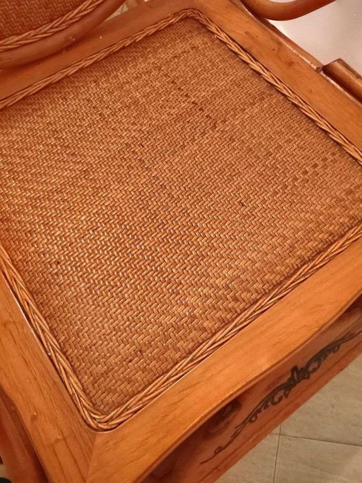 Люксозен люлеещ стол естествен ратян