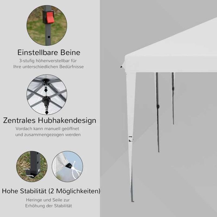 Сгъваема градинска шатра Outsunny, сгъваема, 5,9 м x 2,95 м x 2 м