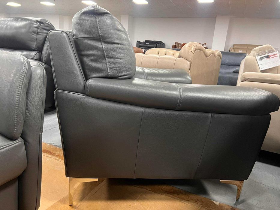 Сив кожен фотьойл