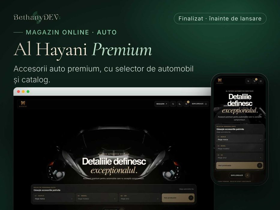 Creare website de prezentare & magazin online la standard internațional | Design original – BethanyDev