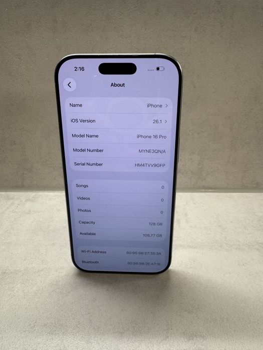 iPhone 16 Pro 128GB White 91% Battery