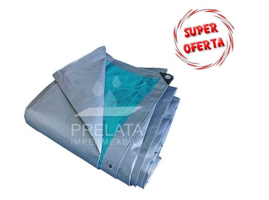 Prelata cauciucata 100% impermeabila cu inele Alba, Argintie, Albastru