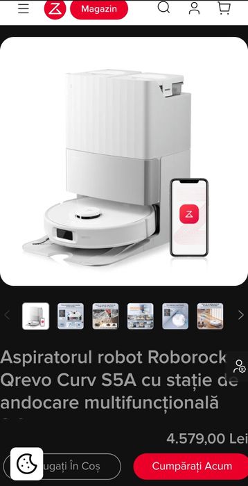 Robot aspirator Roborock Qrevo Edge S5A, 18500 Pa, tehnologie FlexiArm, alb, SIGILAT