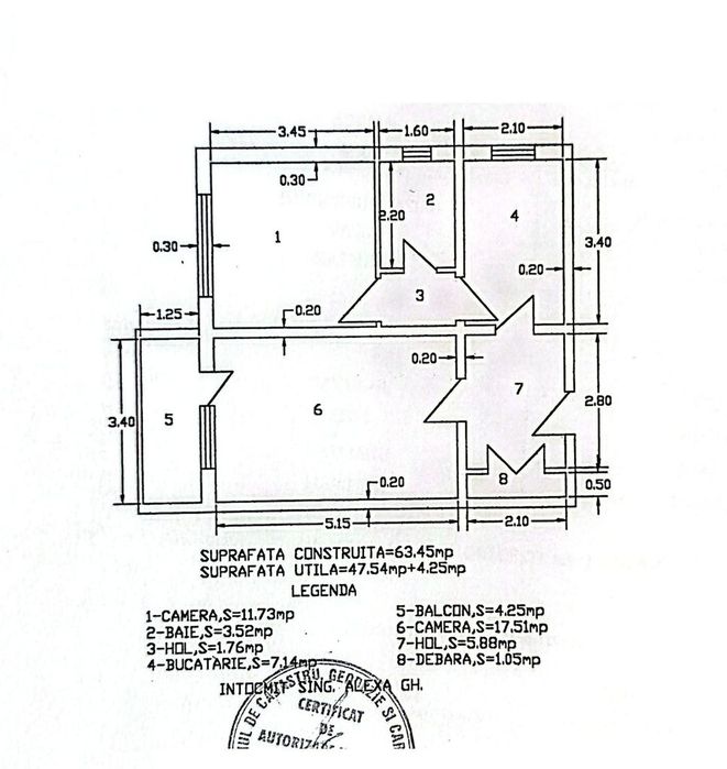 Apartament cu 2 camere, etaj 6 cu lift, VASLUI - zona CENTRU - AUROCOR