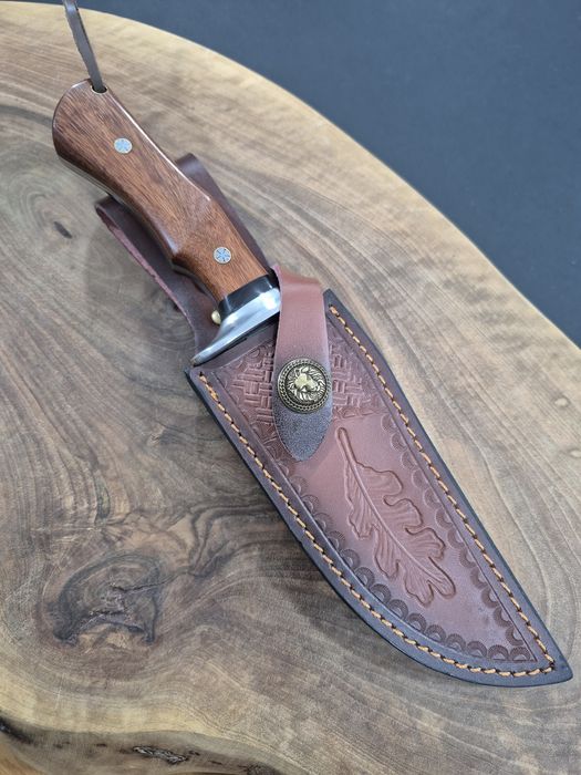 Ръчно изработен ловен нож с кожена кания,LN434