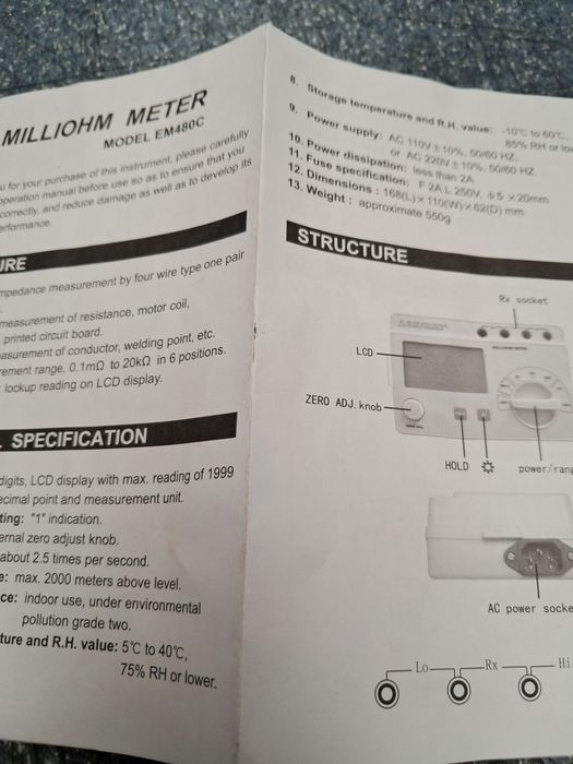 Milliohm Meter EM 480C