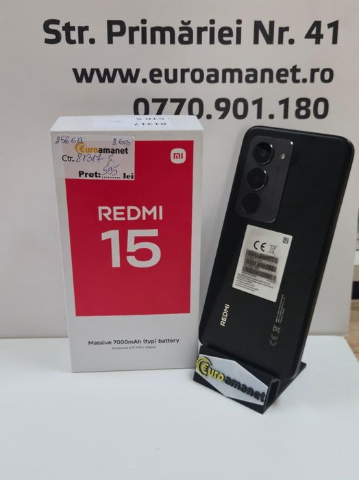 Telefon mobil Xiaomi Redmi 15, 8GB RAM, 256GB, 5G, Midnight Black -P-
