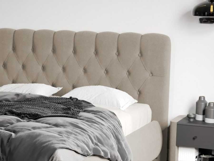 Pat Tapitat Catifea Mega Bej Riviera 16 cu somiera fixa