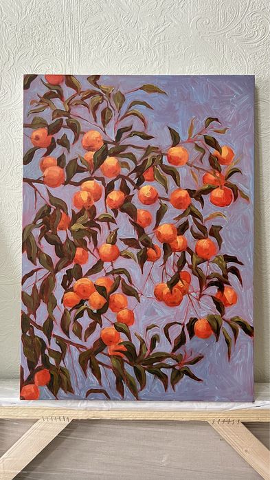Картина с мандаринами маслом