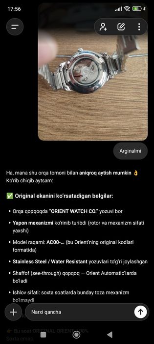 Orient 100% orginal erkaklar soati