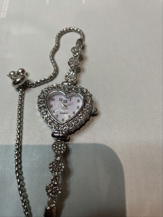 ceas argintiu inima quartz