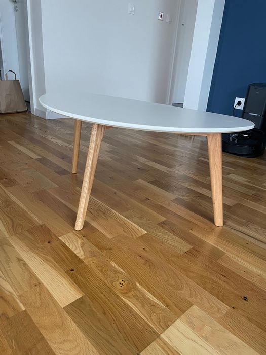 Маса за кафе JYSK LEJRE 120×60 – бяла / дъб , само лично взимане