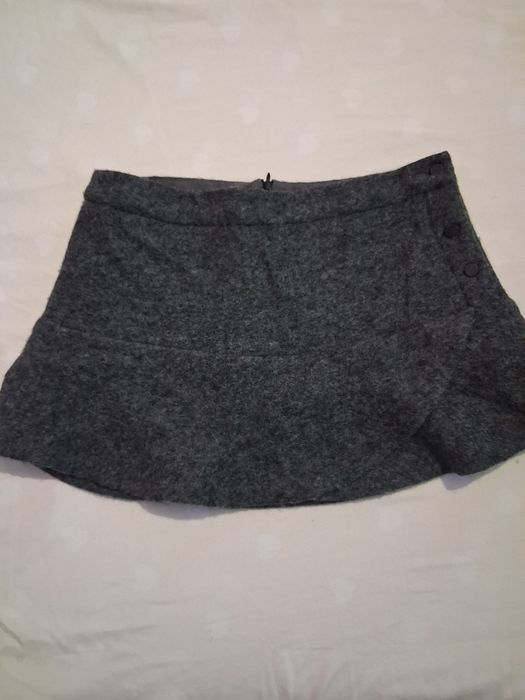 Fustă scurtă Mango (MNG Collection), lână, gri închis, talie medie, mă