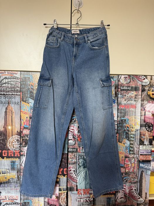 Blugi largi cu buzunare , model larg , 11-12 ani