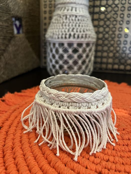 Плетени стъклени буркани / свещници / съхранение