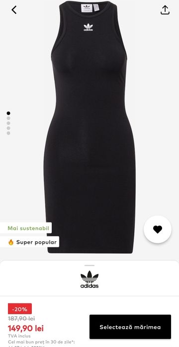 Rochie Adidas bumbac, originală, mărime M 36-38 nouă cu etichetă