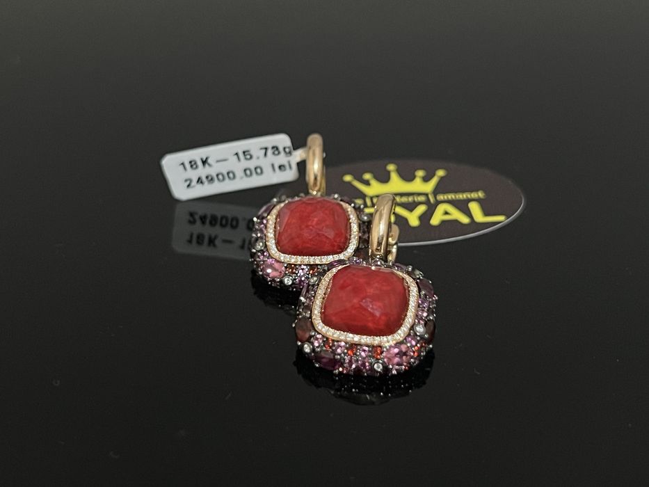 Bijuteria Royal CB : Cercei dama aur 18K  15,73gr Diamante naturale