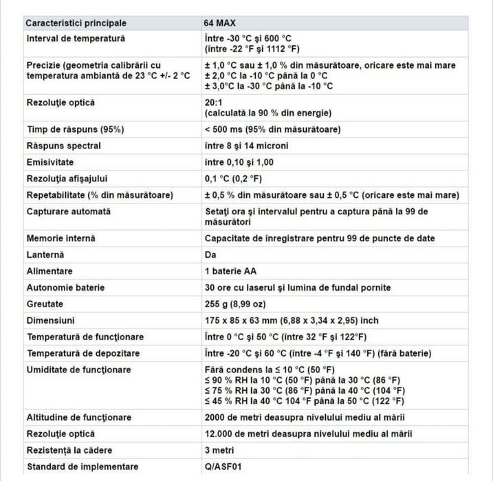 Termometru cu infraroșu Fluke 64 MAX