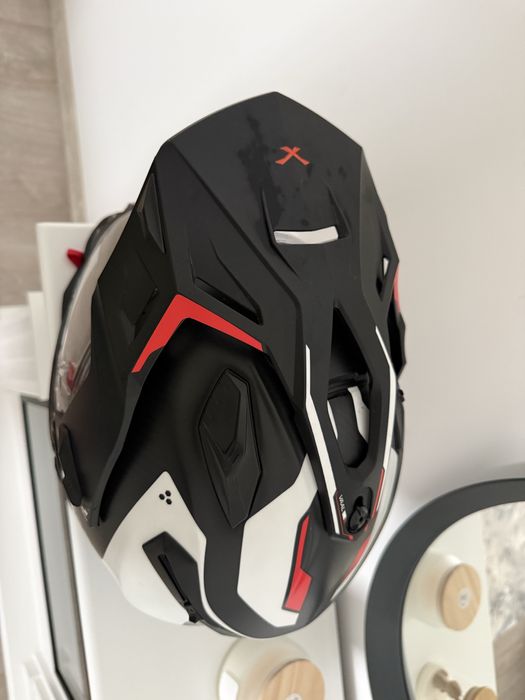 Casca moto Nexx X.wed2 carbon VAAL alb/rosu