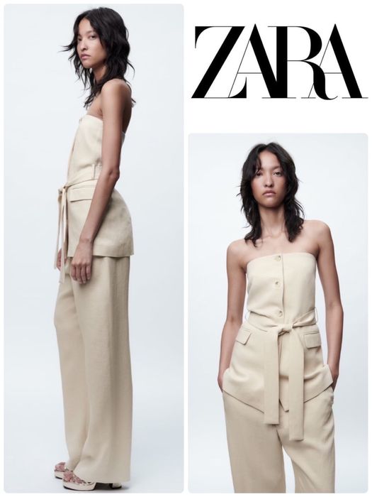 Top-corset Zara, din in,Xs si S,culoare ivoire, nou,eticheta