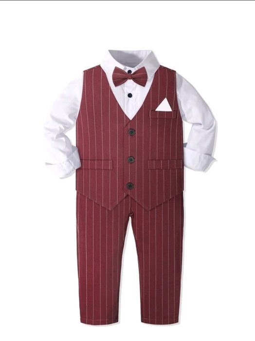 Червен костюм от 4 части за момче на 7 години