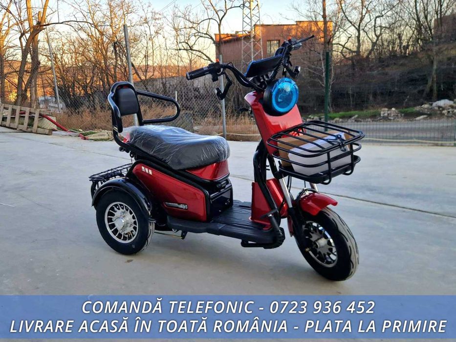Tricicleta electrica 2 locuri (sa dubla) adulti si varstnici FARA PERMIS - OFERTA - Livrare GRATUITA acasa in toata Romania! - 60v20ah  FULL ECHIPATA!