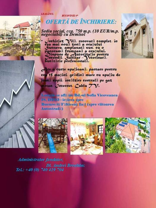 Inchiriez Vila (cca. 750 mp, cu Demisol)