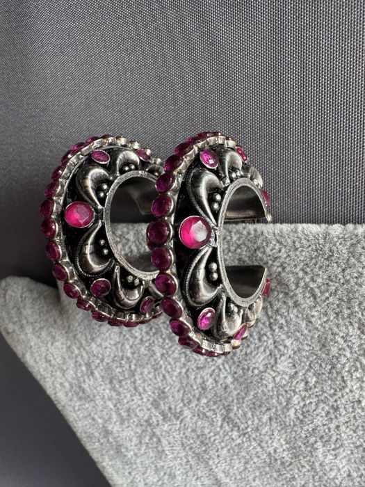 Cercei din argint si rubine