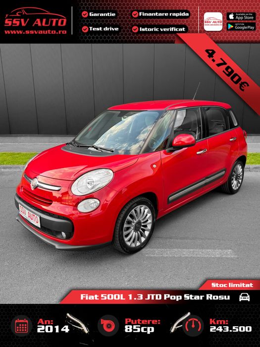 Fiat 500L 1.3 JTD 85CP Pop Star Rosu Touchscreen 2014