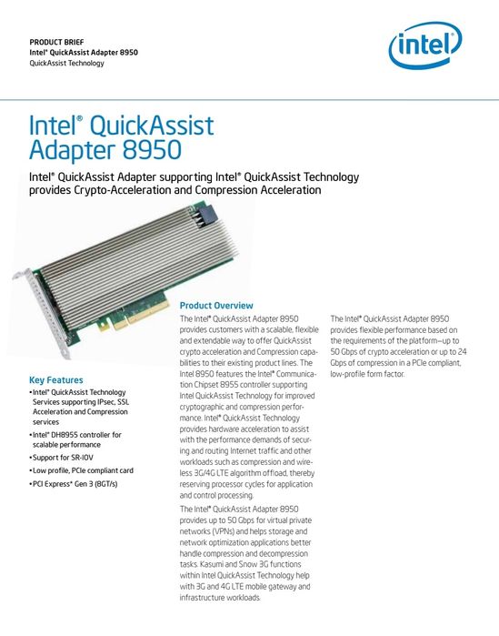 Adaptor Accelerator Server/Ws Intel QuickAssist 8950