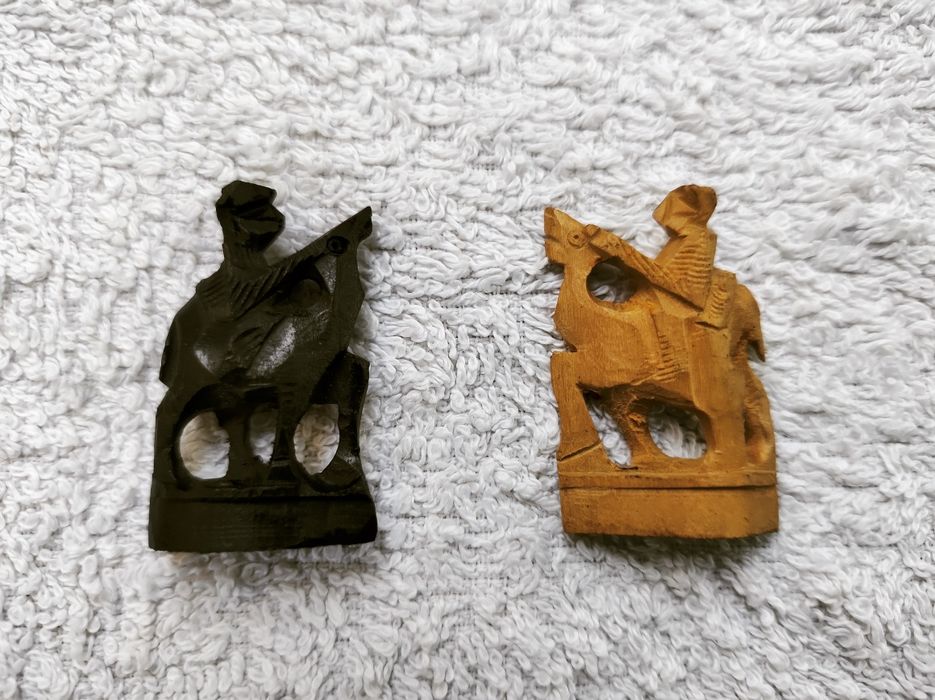 Занаятчийски, индийски шахматни фигури от абанос, ръчна изработка