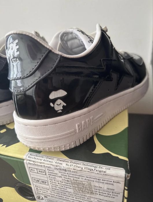 BAPE Bapesta Patent Black/White