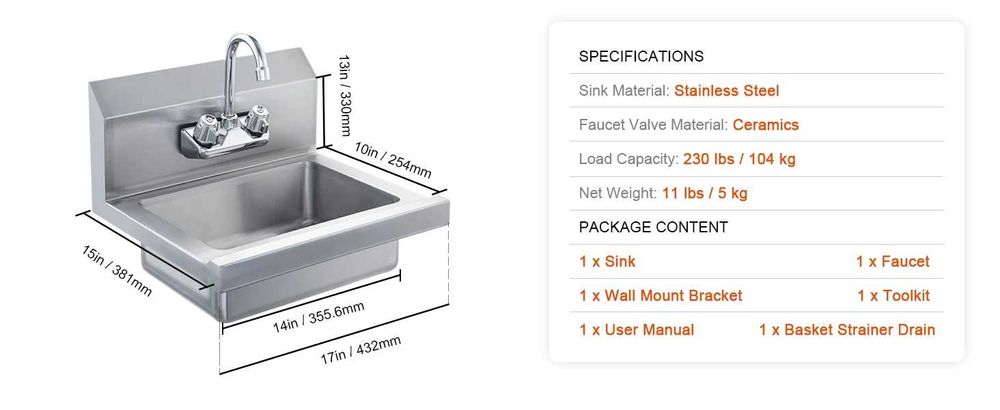 Chiuvetă  cu robinet lavoar inox, bucatar restaurant bar, rulote, baie