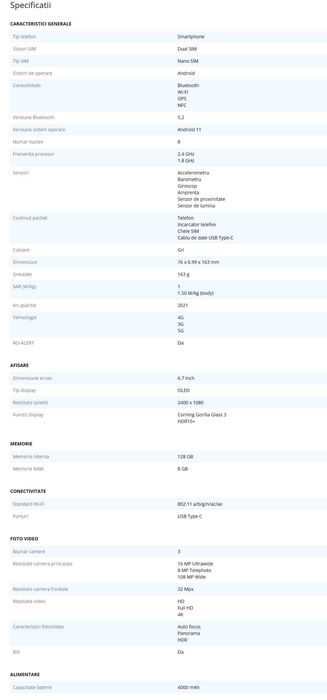 Telefon mobil Motorola Edge 20,ecran OLED 128GB,8GB RAM,5G,FrostedGrey