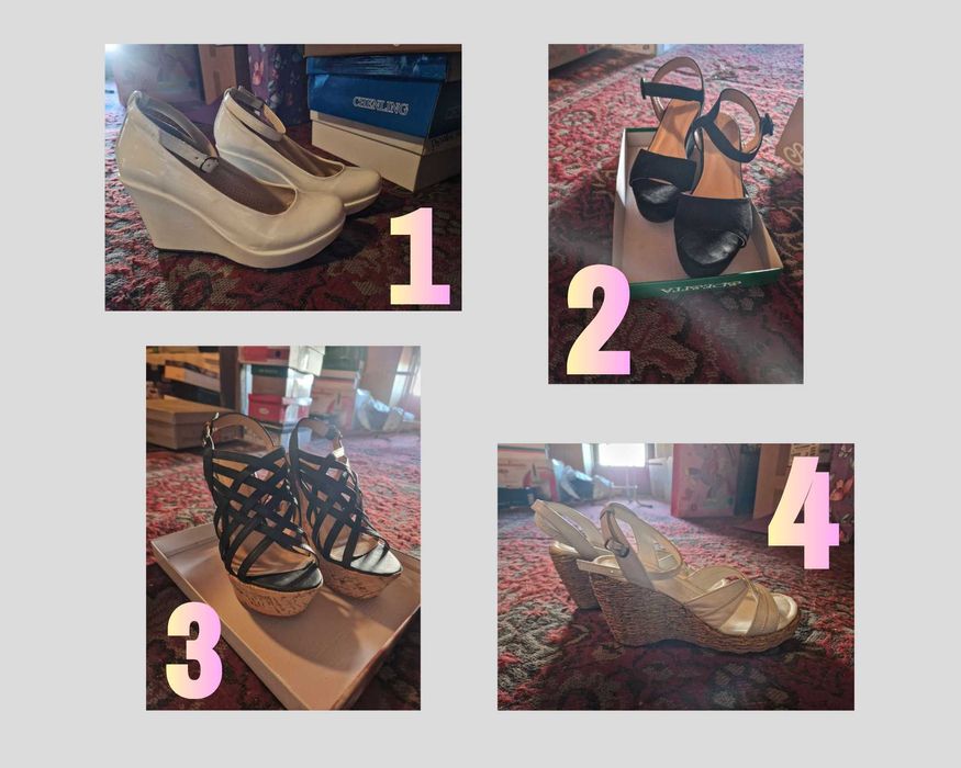 Нови летни елегантни обувки - сандали, черни или бели, на платформа