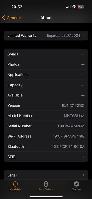 Apple Watch SE2 GPS 44MM carcasa aluminiu midnight