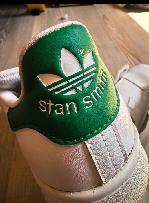 Adidas Stan Smith albi cu verde, marimea 38 2/3, igienizati