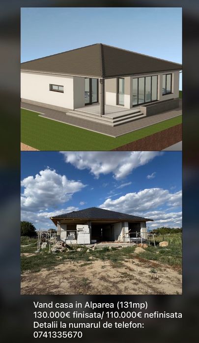 Vand Casa la tara (3 constructii : 1500mp) cu 82.000€  sau Loc de casa 1100mp.-16.500€ | Negociabil ambele
