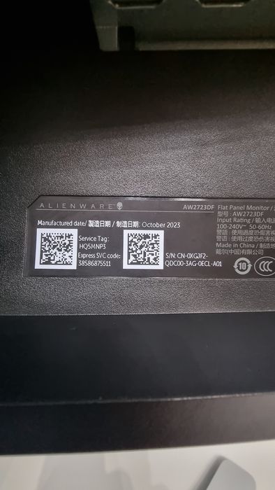 Alienware Gaming Monitor 27inch 2k 240HZ